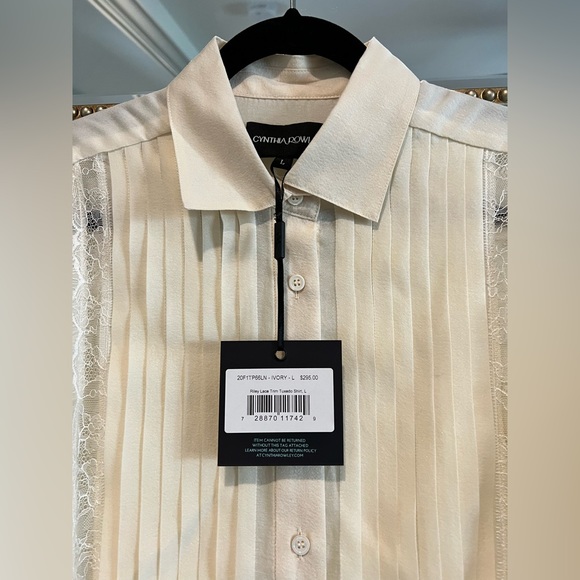 Cynthia Rowley Ivory Riley Lace Tuxedo Shirt - Picture 3 of 7